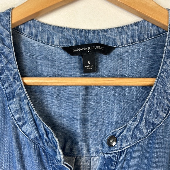 Banana Republic Chambray Denim Pocket Dress Size 8 - Picture 2 of 5